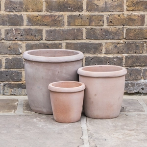 Antique Sand Single Rim Stone Planter (D19cm x H19cm) Terracotta Outdoor Plant Pot - image 1