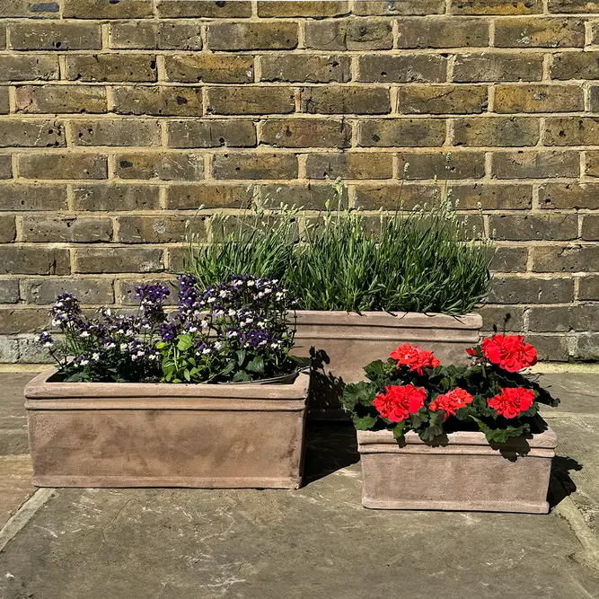 Antique Sand Trough Stone Planter (Box size W30xH15xD12cm) Terracotta Outdoor Window Box - image 2