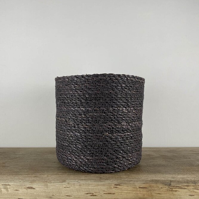 Atlanta Dark Brown Weaved Straw Basket (D14cm x H14cm) Indoor Plant Pot Cover - image 1