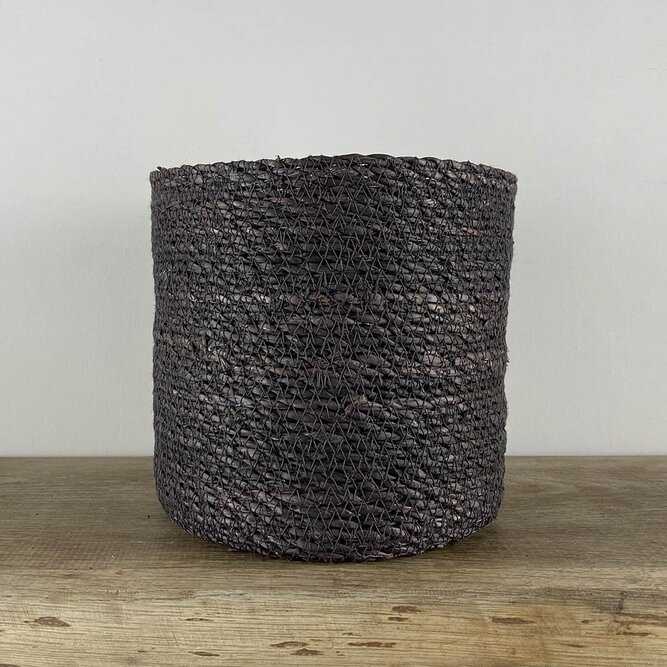 Atlanta Dark Brown Weaved Straw Basket (D20cm x H20cm) Indoor Plant Pot Cover - image 2