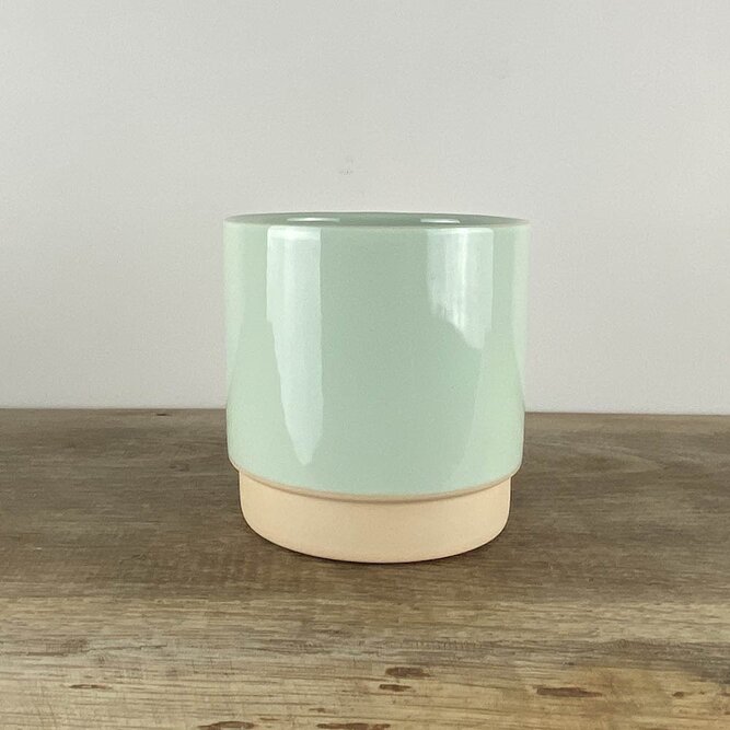 Ava Soft-Mint Glaze (D11.5cm x H12cm) Indoor Plant Pot Cover - image 1