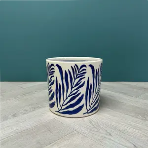 Blue Branch Pot (D18xH16cm) Glazed Ceramic Plant Pot - image 3