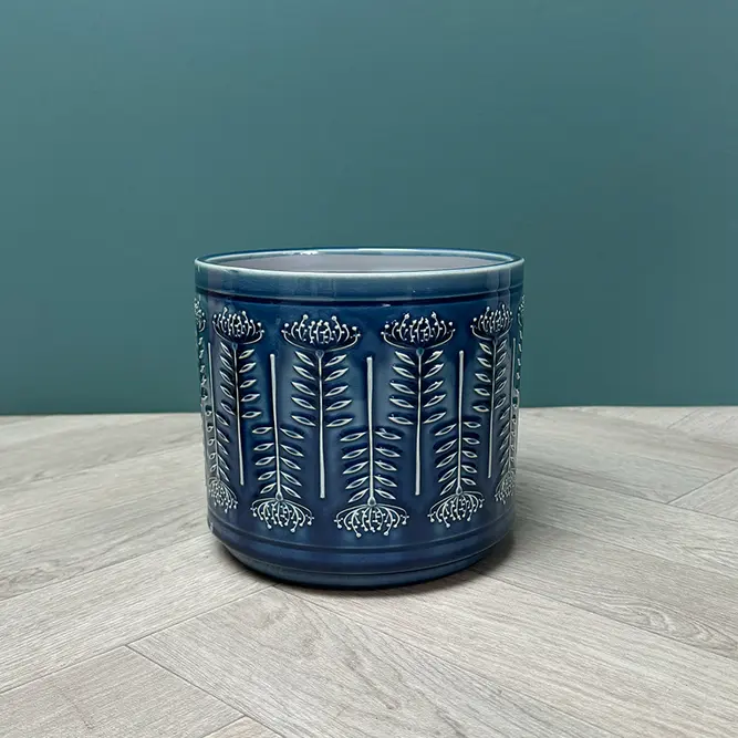 Blue Protea Pot (D18xH16cm) Blue Ceramic Plant Pot - image 3