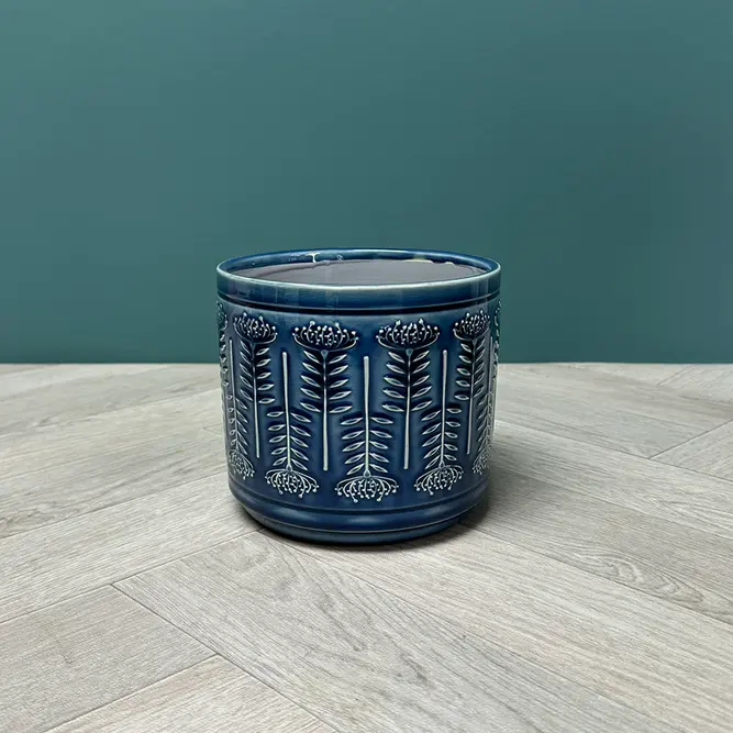 Blue Protea Pot (D15.5xH13.5cm) Blue Ceramic Plant Pot - image 3