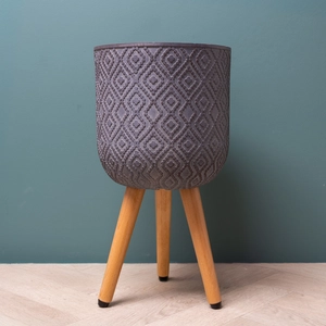 Diamond Pot on Legs Grey (D25cm x H47cm) Multi-use Indoor Plant Pot Cover On Legs - image 1