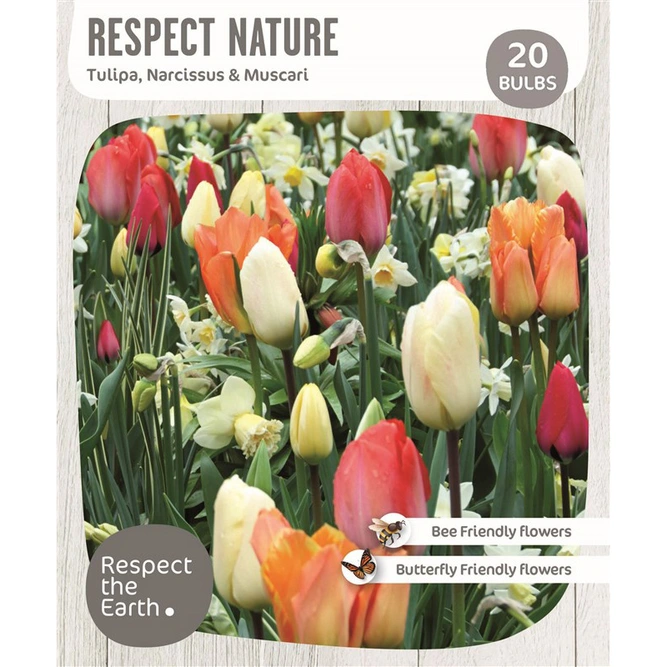 Flower Bulbs - Respect Nature - Tulip Narcissus Muscari (20 Bulbs) Combi Pack