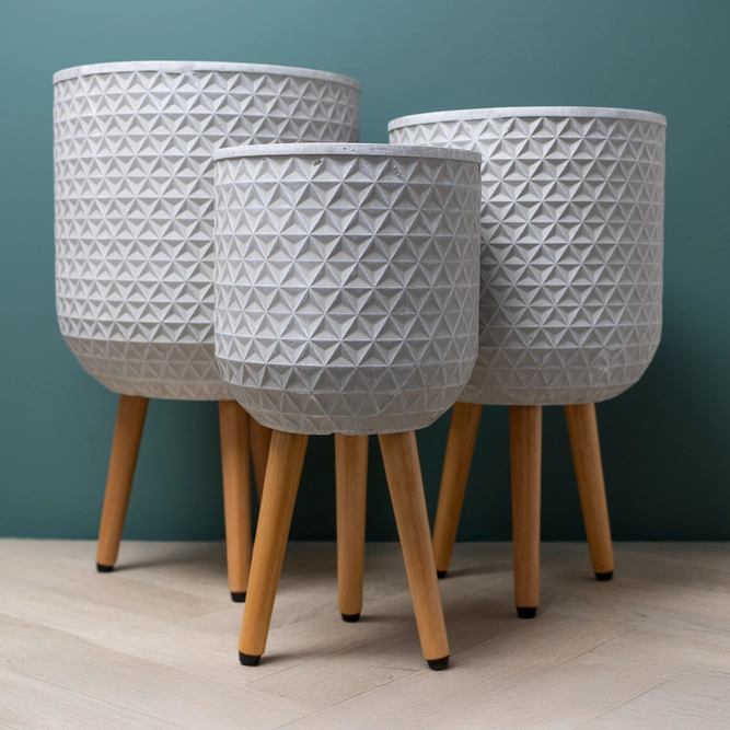 Geometric Pot on Legs White (D25cm x H47cm) Multi-use Indoor Plant Pot Cover On Legs - image 1