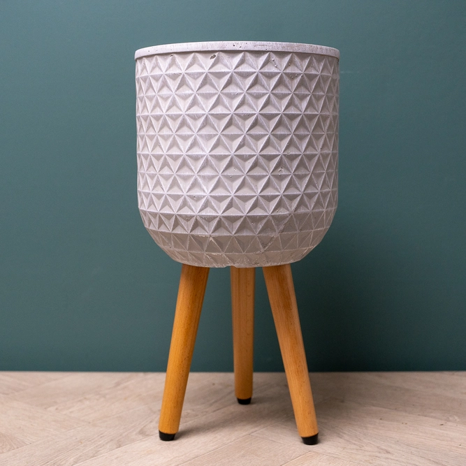 Geometric Pot on Legs White (D25cm x H47cm) Multi-use Indoor Plant Pot Cover On Legs - image 2