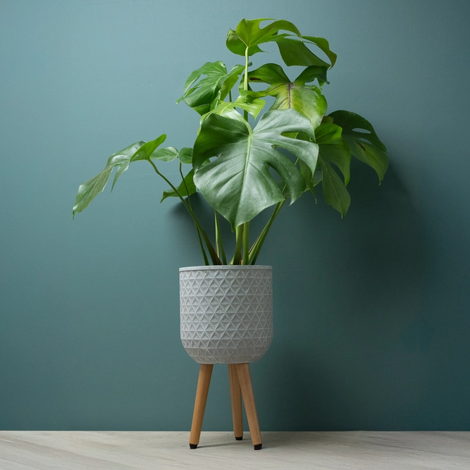 Geometric Pot on Legs White (D25cm x H47cm) Multi-use Indoor Plant Pot Cover On Legs - image 3