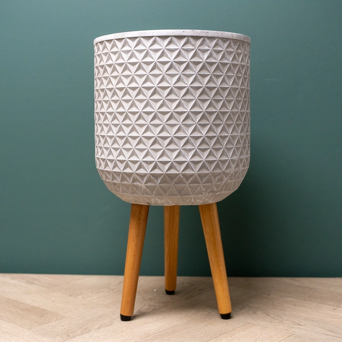 Geometric Pot on Legs White (D25cm x H47cm) Multi-use Indoor Plant Pot Cover On Legs - image 4