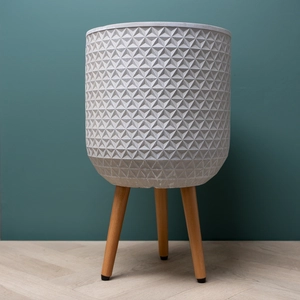 Geometric Pot on Legs White (D25cm x H47cm) Multi-use Indoor Plant Pot Cover On Legs - image 5