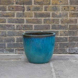 Glazed Aqua Egg Pot (D38cm x H32cm) Handmade Terracotta Planter Outdoor Plant Pot - image 2