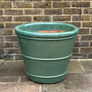 Glazed Aqua Green Conical (D48xH42cm) Handmade Terracotta Planter Outdoor Plant Pot - image 3