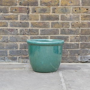Glazed Aqua Green Rim HP001 (D40cm x H30cm) Handmade Terracotta Planter Outdoor Plant Pot - image 2