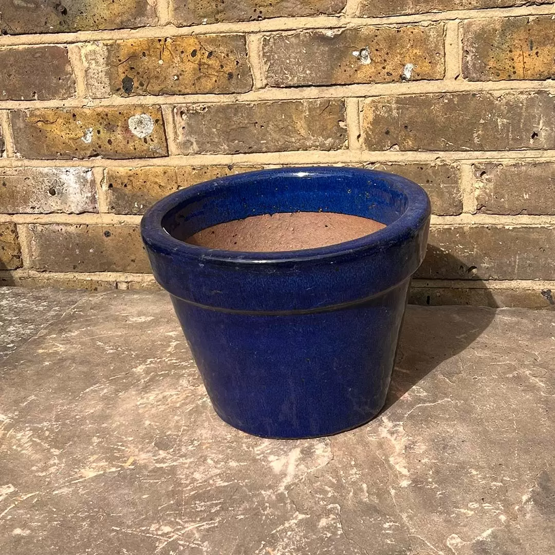 Glazed Blue Basic Terracotta Planter (D27cm x H20cm) Outdoor Plant Pot