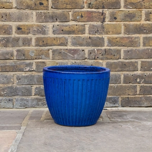 Glazed Blue Melon Egg Pot (D39cm x H31cm) Handmade Terracotta Planter Outdoor Plant Pot - image 2