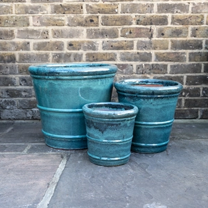 Glazed Conical Ring Moss Green (D27xH27cm) Terracotta Planter Outdoor Plant Pot - image 1