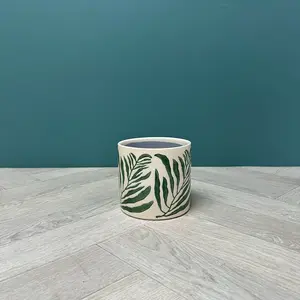 Green Branch Pot (D12.5xH11cm) Glazed Ceramic Plant Pot - image 3