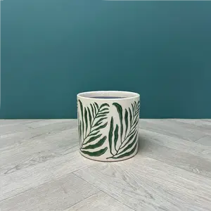 Green Branch Pot (D15xH13.5cm) Glazed Ceramic Plant Pot - image 3