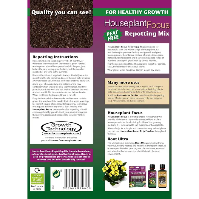 House Plant Focus 8L Peat Free Repotting Mix - image 2