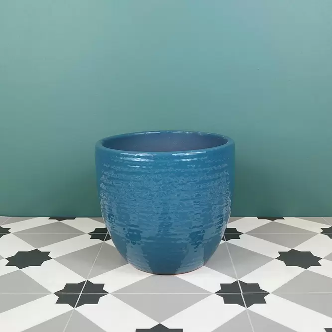 Katy Blue Glaze (D14cm x H16cm) Indoor Plant Pot Cover - image 1