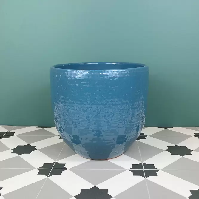 Katy Blue Glaze (D18cm x H20cm) Indoor Plant Pot Cover - image 1
