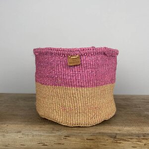 Keti Pink Weaved Straw Basket (D20cm x H15cm) Indoor Plant Pot Cover - image 1