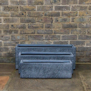 Linea Trough Black - Fibreclay Trough Outdoor Planter