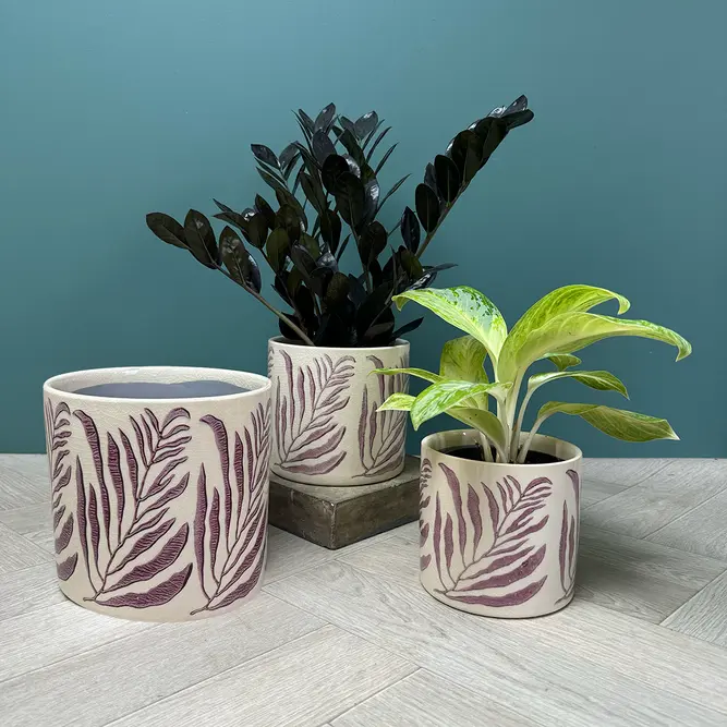 Mauve Branch Pot (D15xH13.5cm) Glazed Ceramic Plant Pot - image 2