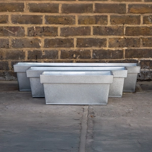 Metal Trough Window Box Planter - Silver
