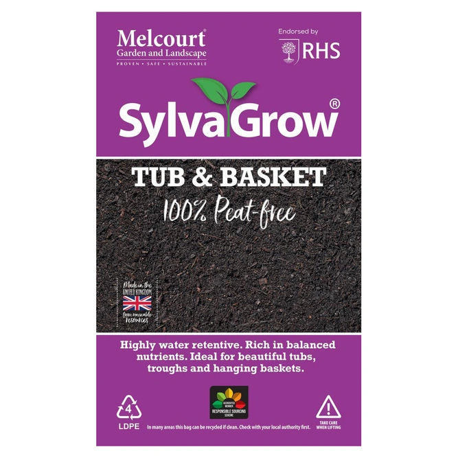 SylvaGrow Tub & Basket Peat-Free Compost 15L – Ideal for Containers & Hanging Baskets