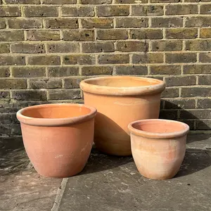 Whitewash Bowl Rim (D40xH30cm) Terracotta Planter - image 1