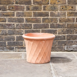 Whitewash Terracotta Handmade Basketweave Planter (D40cm x H33cm) Outdoor Plant Pot - image 2