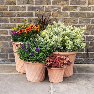 Whitewash Terracotta Handmade Basketweave Planter (D24cm x H18cm) Outdoor Plant Pot - image 5