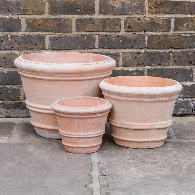 Whitewash Terracotta Handmade Coni Planter (Pot Size D24cmxH20cm) Outdoor Plant Pot - image 1