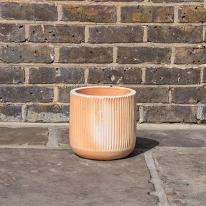 Whitewash Terracotta Handmade Cylinder Rib Planter (D30cm x H30cm) Outdoor Plant Pot - image 4