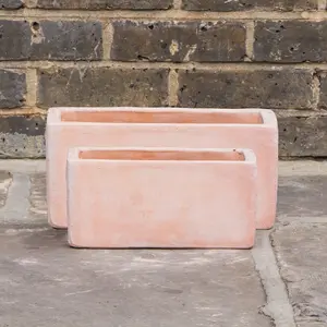 Whitewash Terracotta Handmade Outdoor Trough Planter (Pot sizes 25cm-30cm) Outdoor Plant Pot