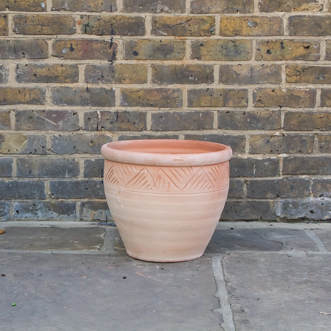 Whitewash Terracotta Handmade Stan Etched Planter (D38cm x H33cm) Outdoor Plant Pot - image 2