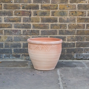 Whitewash Terracotta Handmade Stan Etched Planter (D38cm x H33cm) Outdoor Plant Pot - image 2