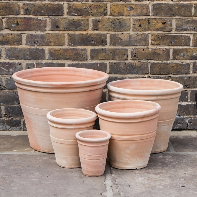 Whitewash Terracotta Handmade Stan RIng Planter (D17cm x H19cm) Outdoor Plant Pot - image 1