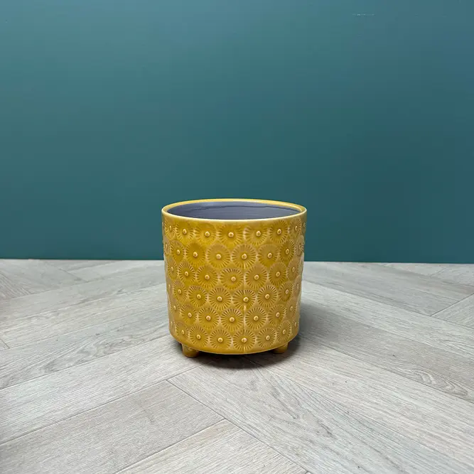 Yellow Gold Burst Pot (D15.5xH13.5cm) Yellow Gold Ceramic Plant Pot - image 3