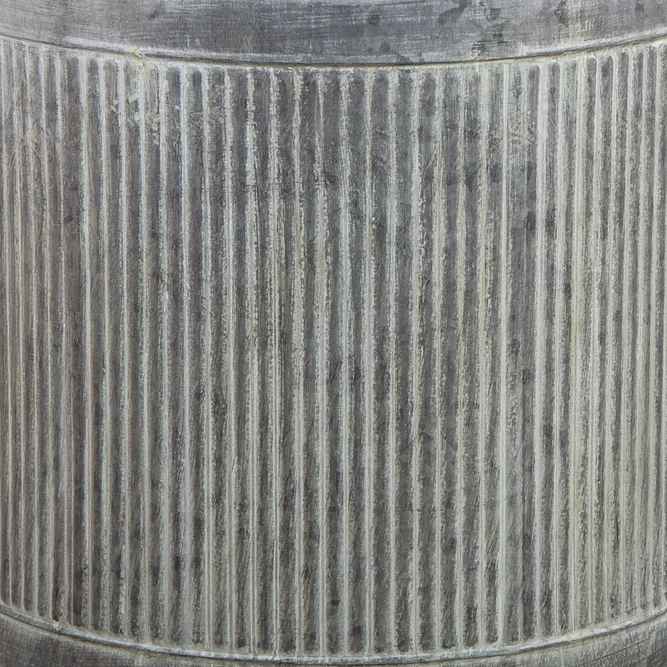 Zinc Metal Plant Pot (D17cm) 'Folks' Ribbed Paint-Washed Planter - image 3